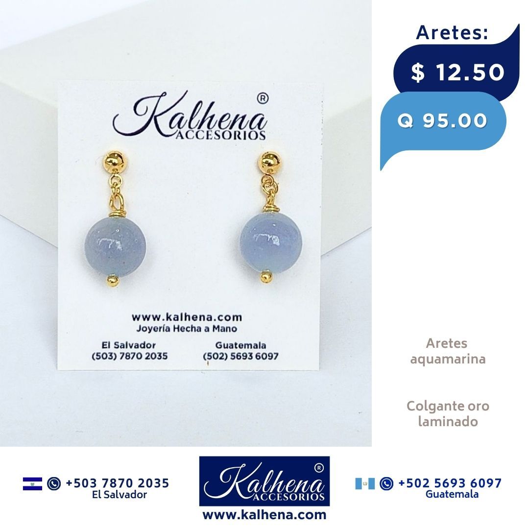 Aretes Aquamarina piedra grande