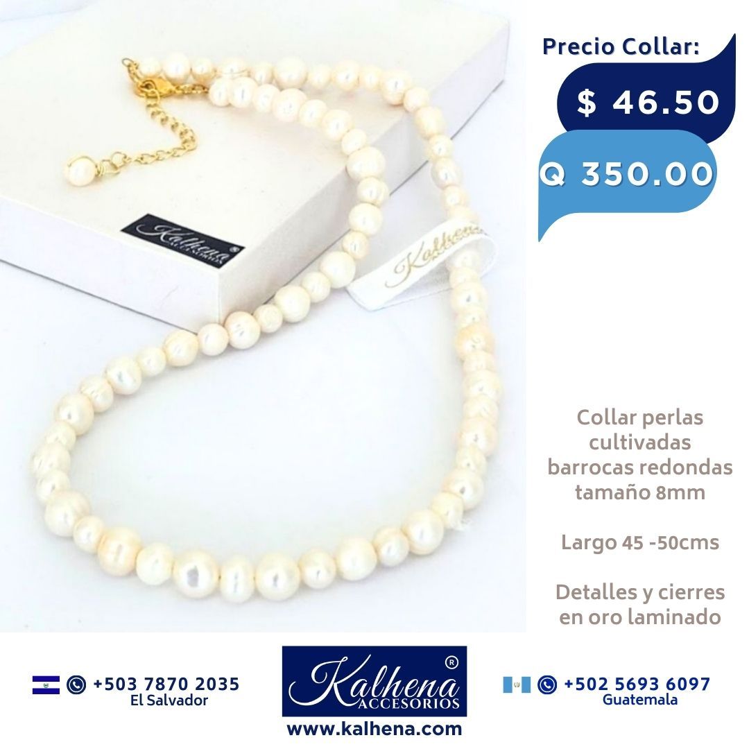 Collar perlas cultivadas barrocas redondas blanco