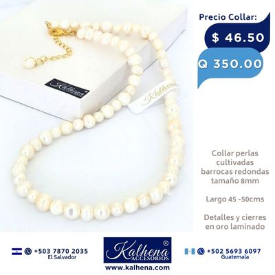 Collar perlas cultivadas barrocas redondas blanco