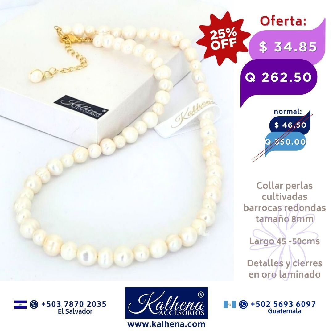 Collar perlas cultivadas barrocas redondas blanco