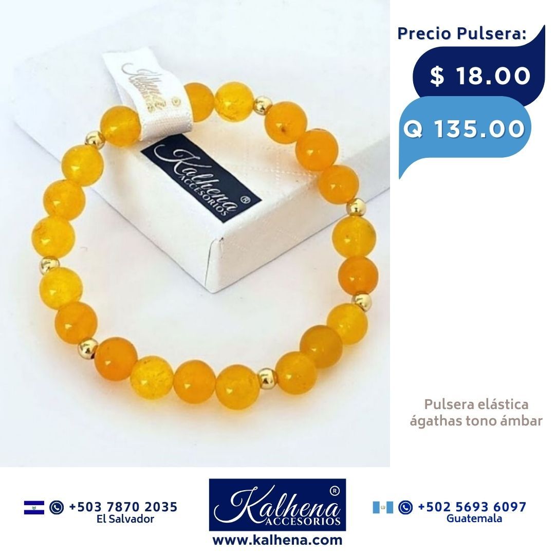 Pulsera Agathas tono ambar entre balines gold