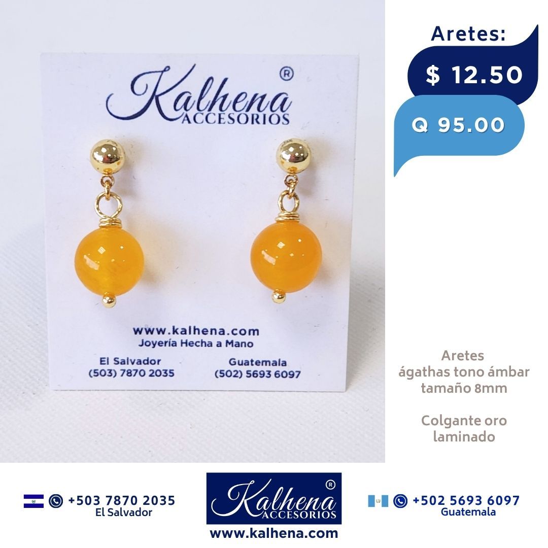 Aretes piedras Agathas tono Ambar