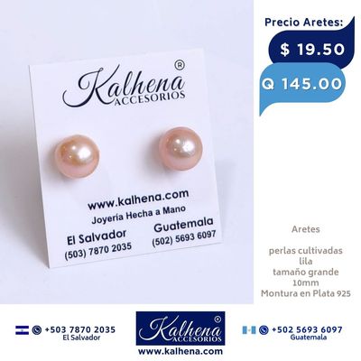 Aretes perla cultivada lila (grande)