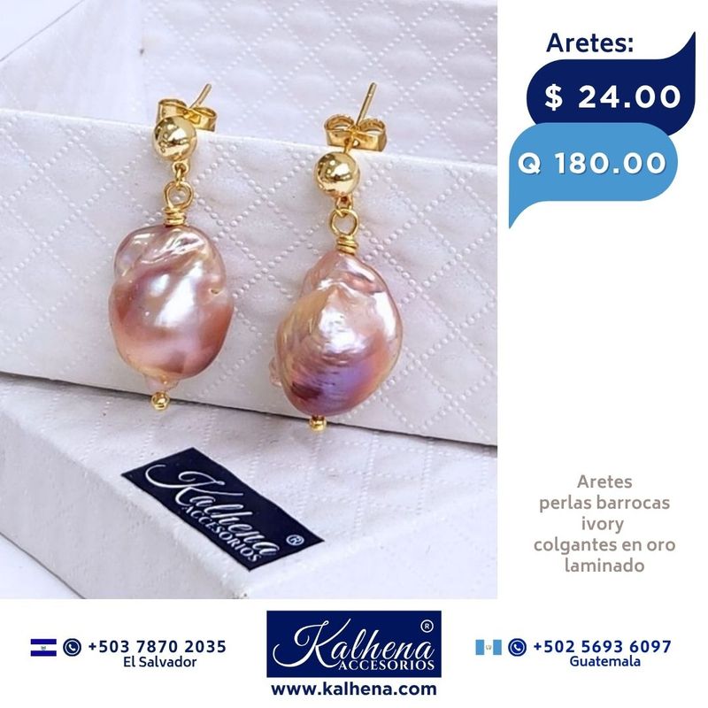 Aretes perlas barrocas exoticas ivory/tornasol