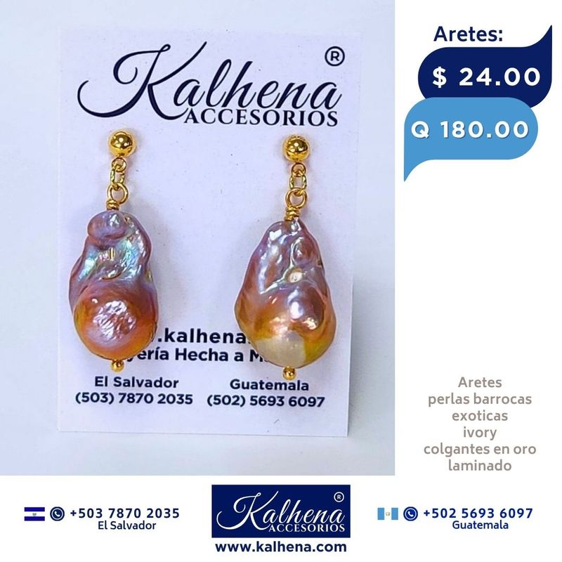 Aretes perlas barrocas exoticas ivory/tornasol