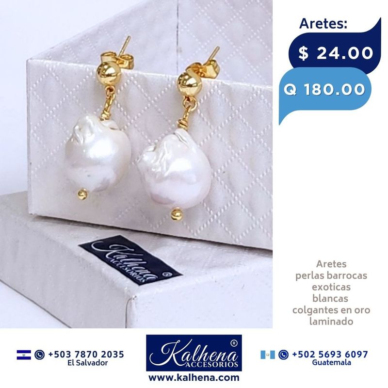 Aretes perlas barrocas exoticas blancas