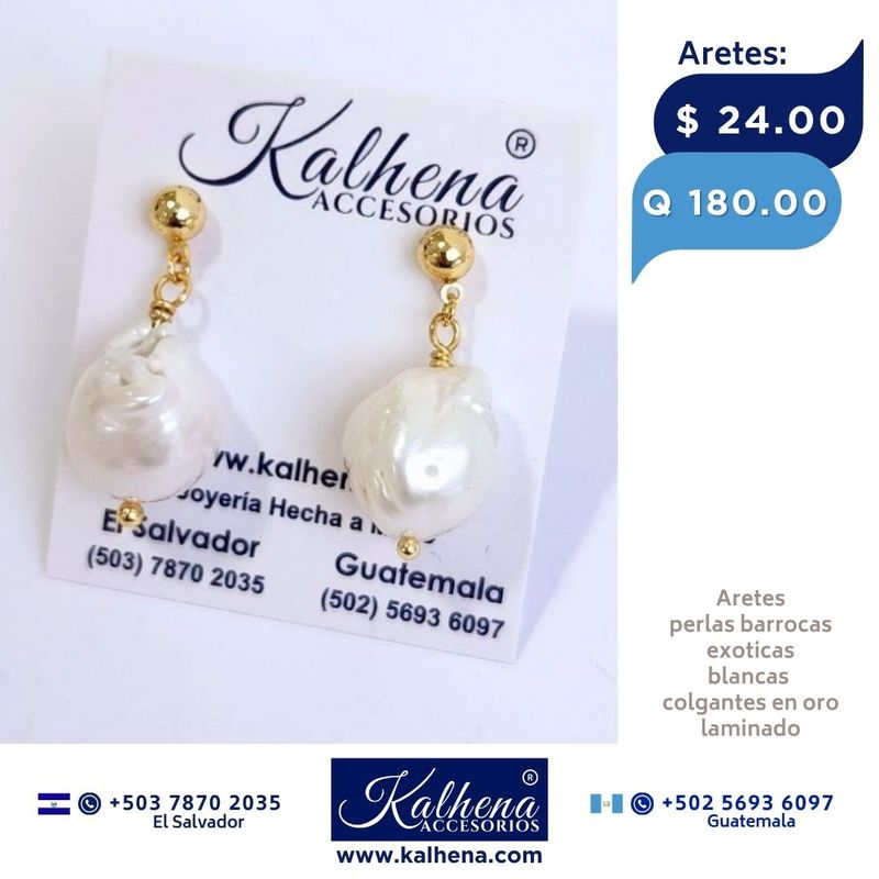 Aretes perlas barrocas exoticas blancas