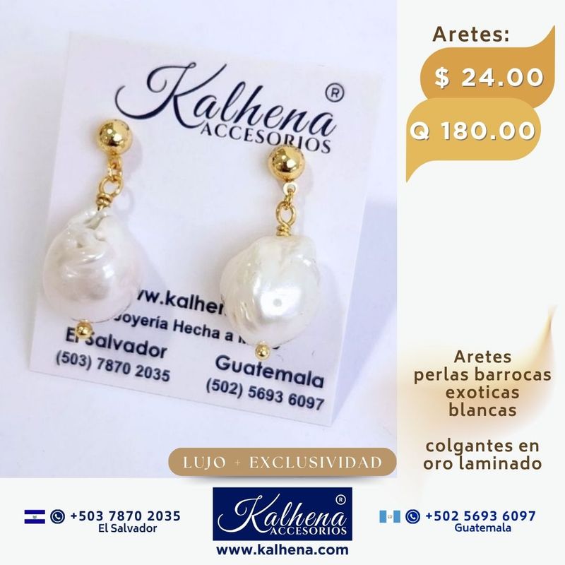 Aretes perlas barrocas exoticas blancas