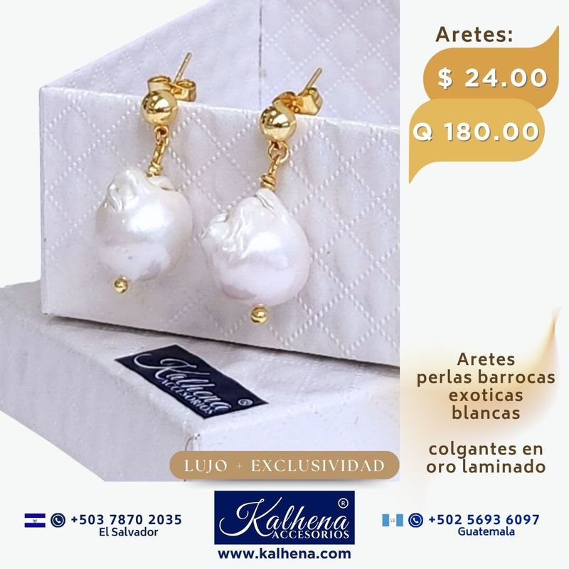 Aretes perlas barrocas exoticas blancas