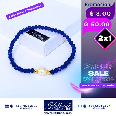 Pulseras cristal checo perla cultivada entre balines oro laminado