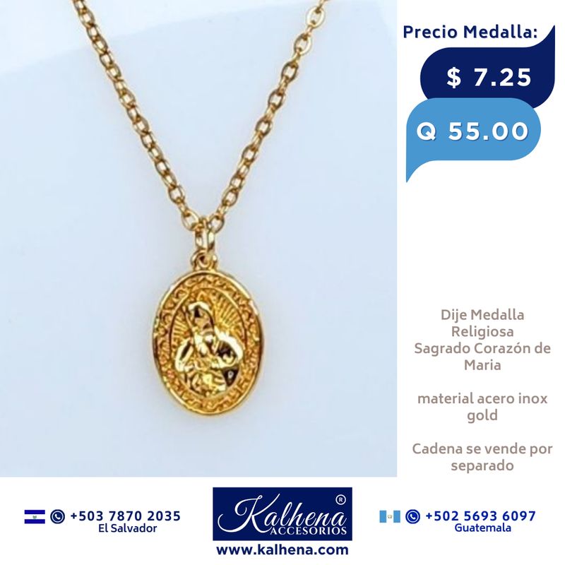 Dije Medalla Religiosa Sagrado Corazón de María