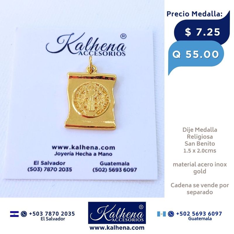 Dije Medalla Religiosa Virgen de Guadalupe y San Benito