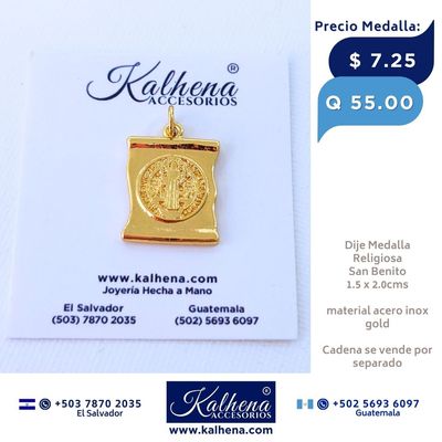 Dije Medalla Religiosa Virgen de Guadalupe y San Benito