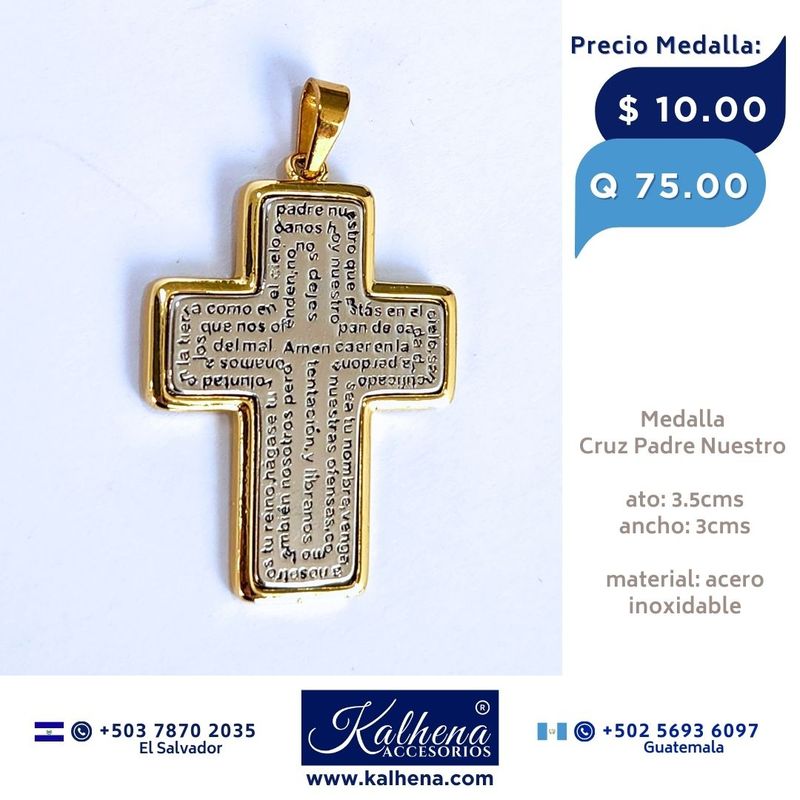 Dije Medalla Religiosa Cruz Padre Nuestro
