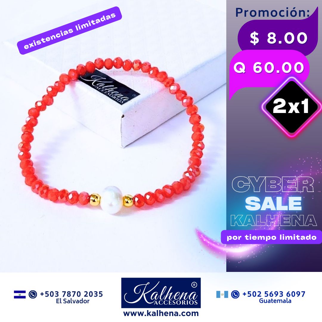 Pulseras cristal checo perla cultivada entre balines oro laminado