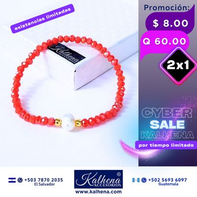 Pulseras cristal checo perla cultivada entre balines oro laminado
