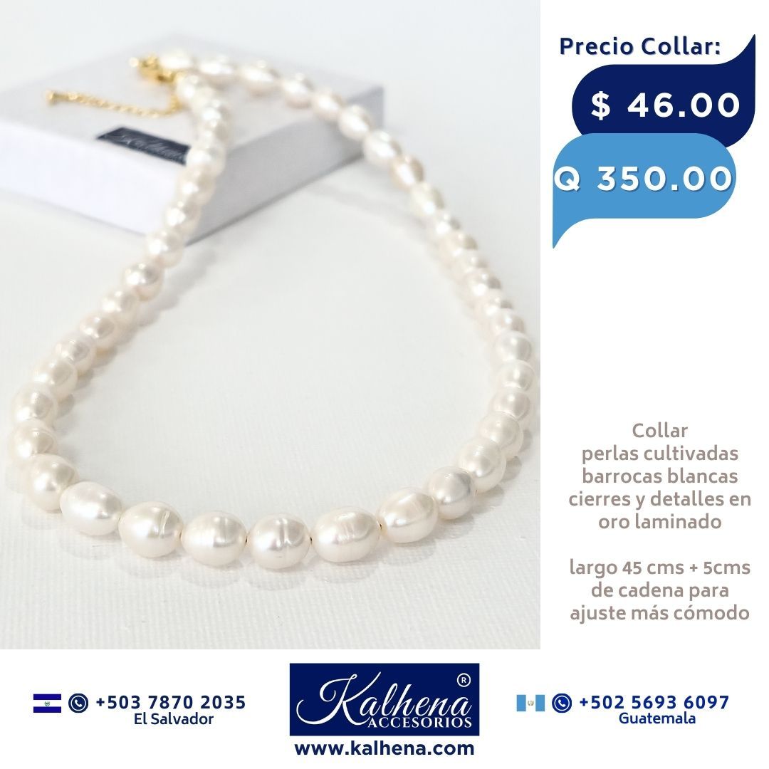 Collar perlas cultivadas barrocas alargadas medianas