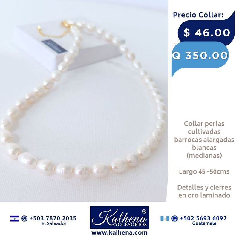 Collar perlas cultivadas barrocas alargadas medianas Collar perlas cultivadas barrocas alargadas medianas