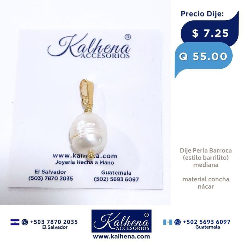 Dije perla cultivada barroca (estilo barrilito)