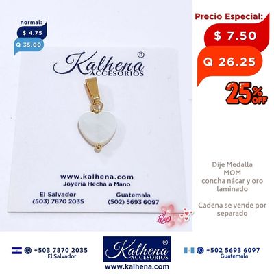 Dije en concha nácar (figura corazón)