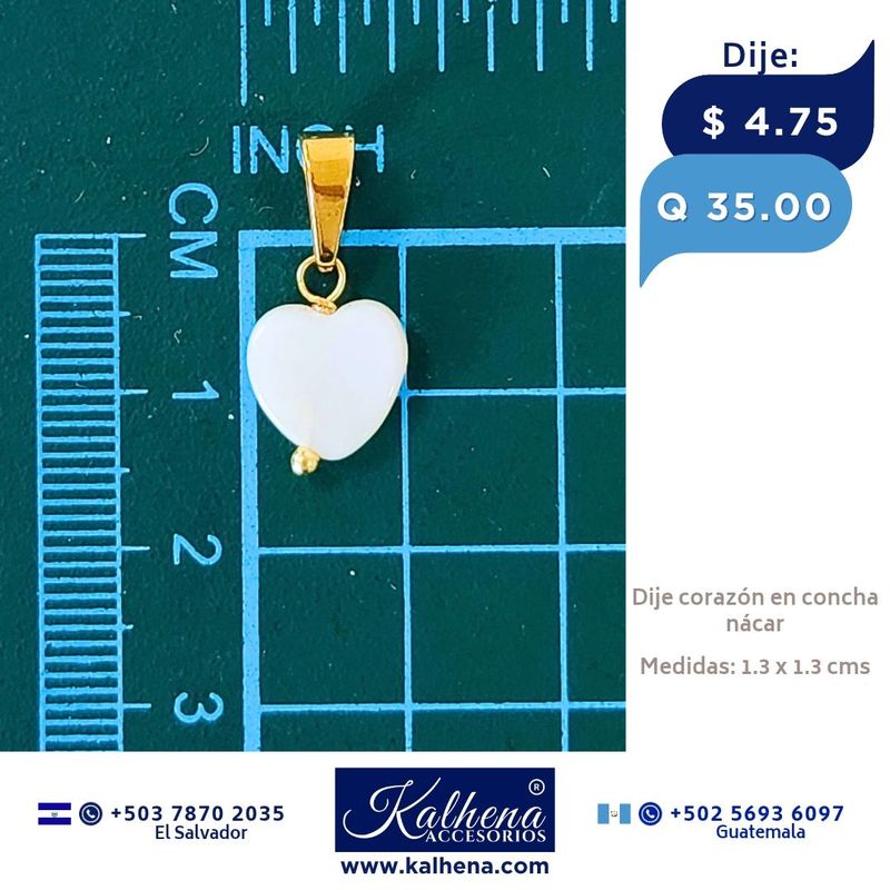 Dije en concha nácar (figura corazón)