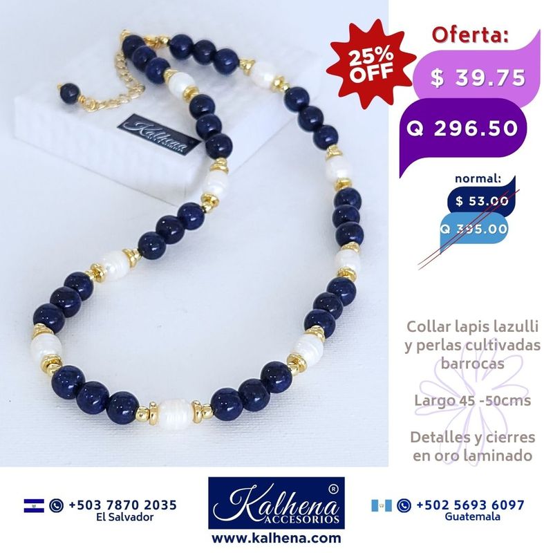 Collar lapis lazulli y perlas cultivadas barrocas Collar lapis lazulli y perlas cultivadas barrocas