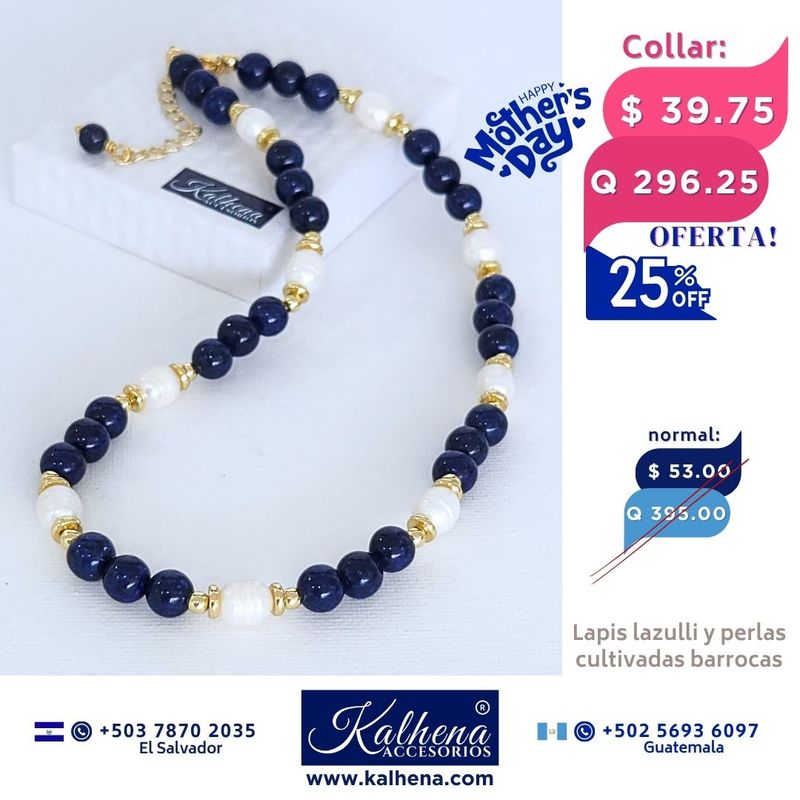 Collar lapis lazulli y perlas cultivadas barrocas Collar lapis lazulli y perlas cultivadas barrocas