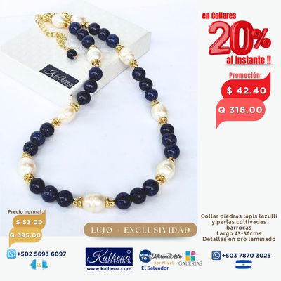 Collar lapis lazulli y perlas cultivadas barrocas Collar lapis lazulli y perlas cultivadas barrocas