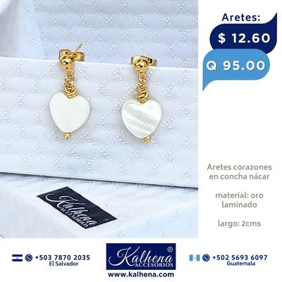 Aretes corazón concha nácar