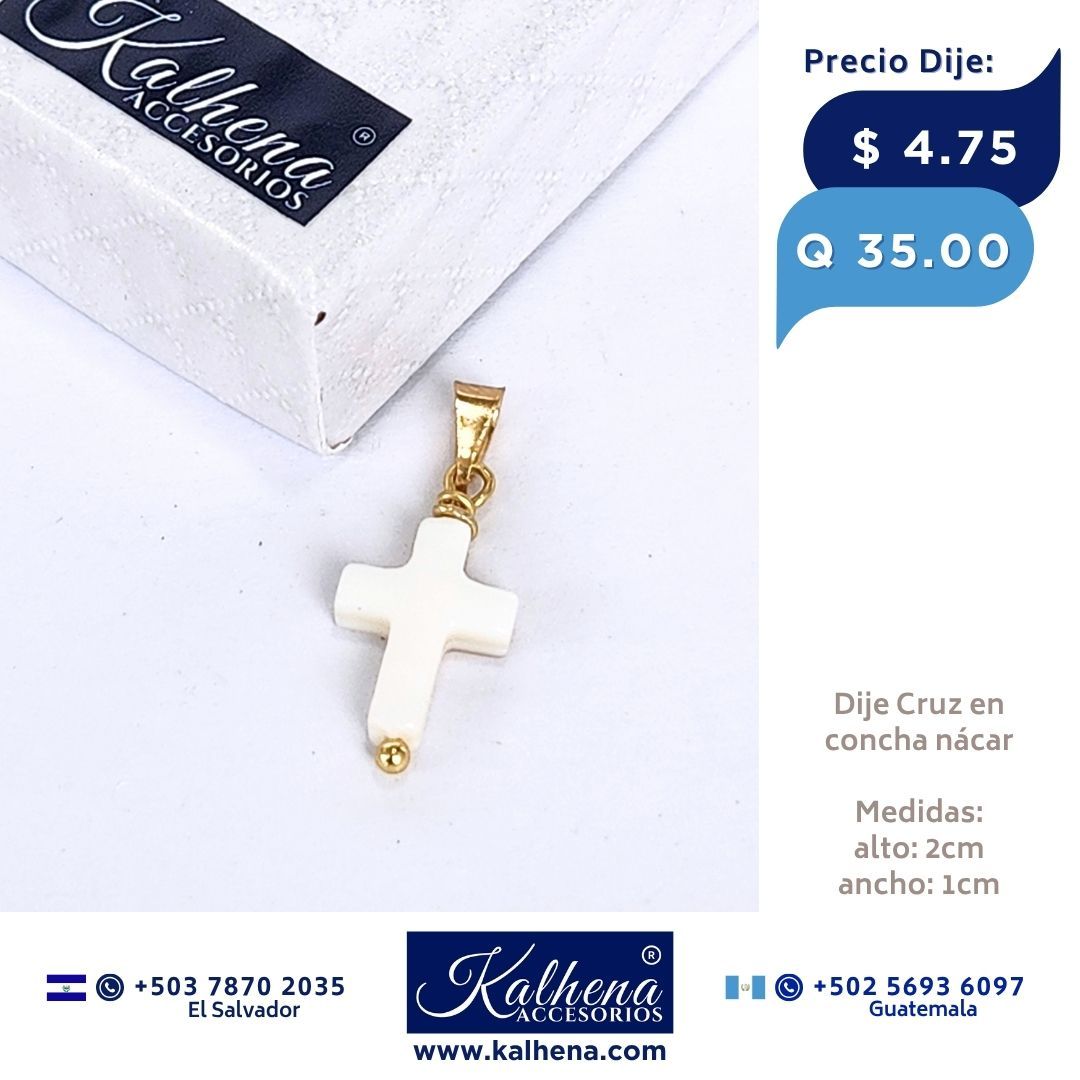 Dije en concha nácar (Figura Cruz)