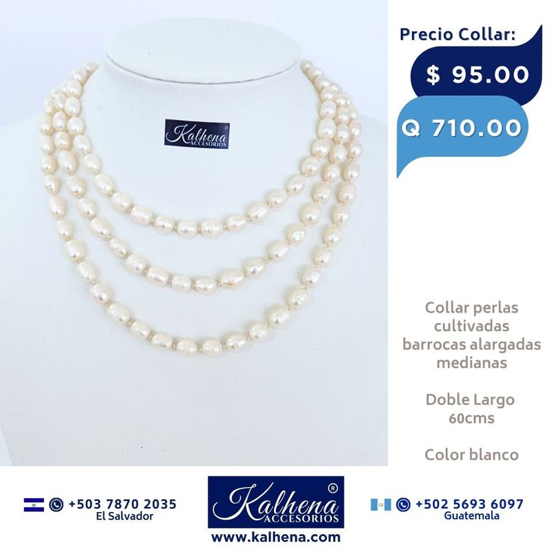 Collar largo perlas cultivadas barrocas alargadas blancas