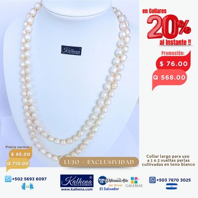 Collar largo perlas cultivadas barrocas alargadas blancas