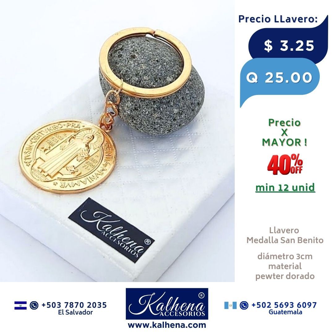 LLavero Medalla San Benito (dorado)