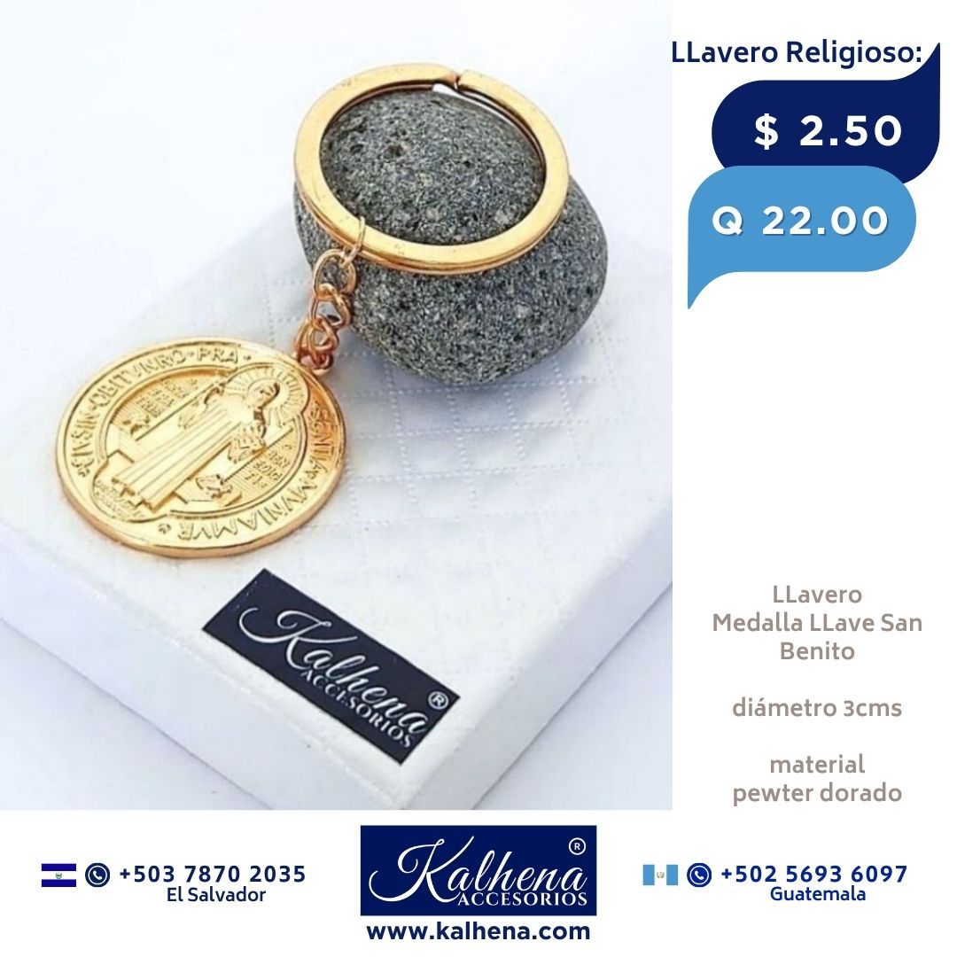 LLavero Medalla San Benito (dorado)