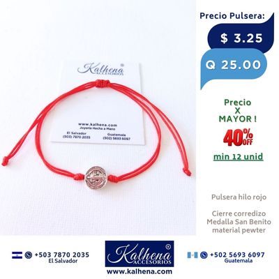 Pulsera San Benito en hilo rojo