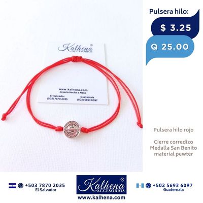 Pulsera San Benito en hilo rojo