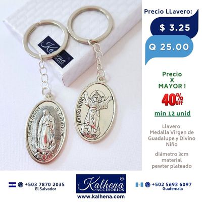 LLavero Medalla Virgen de Guadalupe y Divino Niño LLavero Medalla Virgen de Guadalupe y Divino Niño