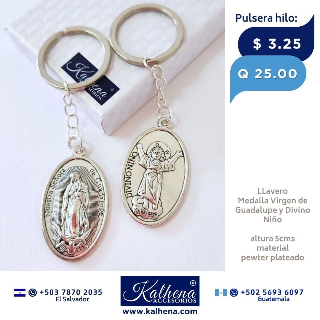 LLavero Medalla Virgen de Guadalupe y Divino Niño