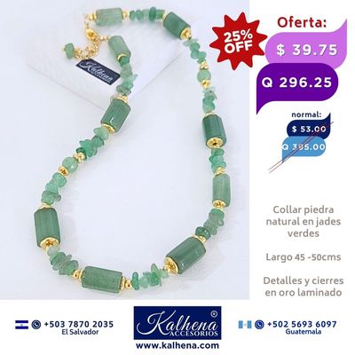 Collar piedra Jade verde entre detalles dorados