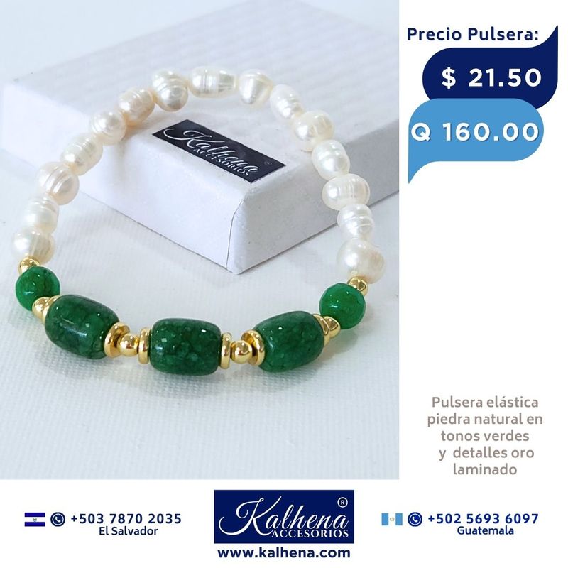 Pulsera piedra natural y perlas cultivadas Pulsera piedra natural y perlas cultivadas