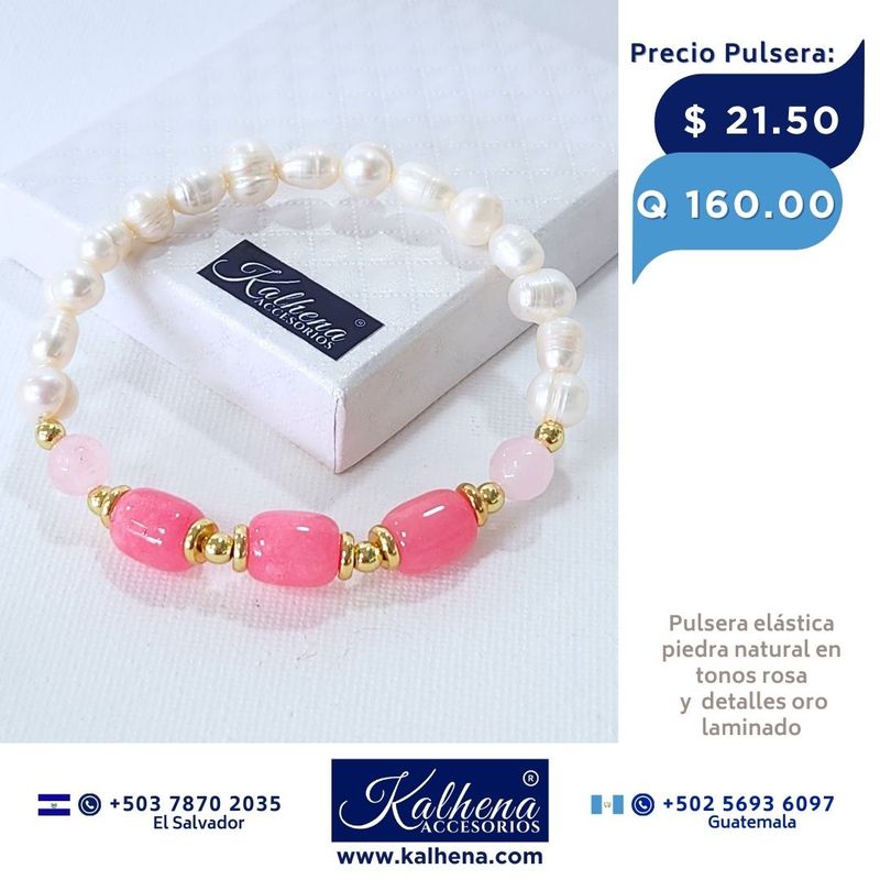 Pulsera piedra natural y perlas cultivadas Pulsera piedra natural y perlas cultivadas