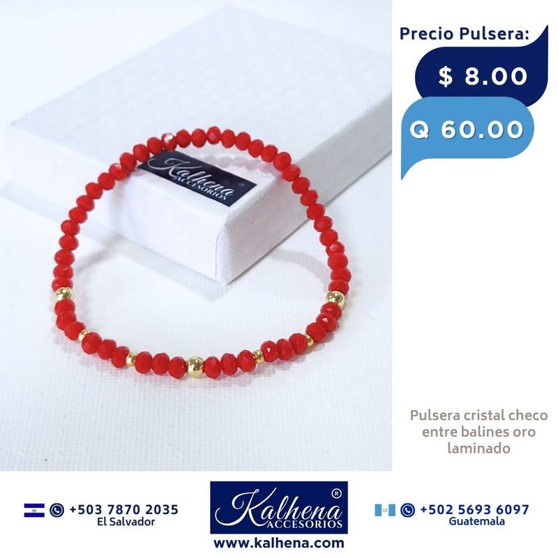 Pulseras cristal checo entre balines oro laminado