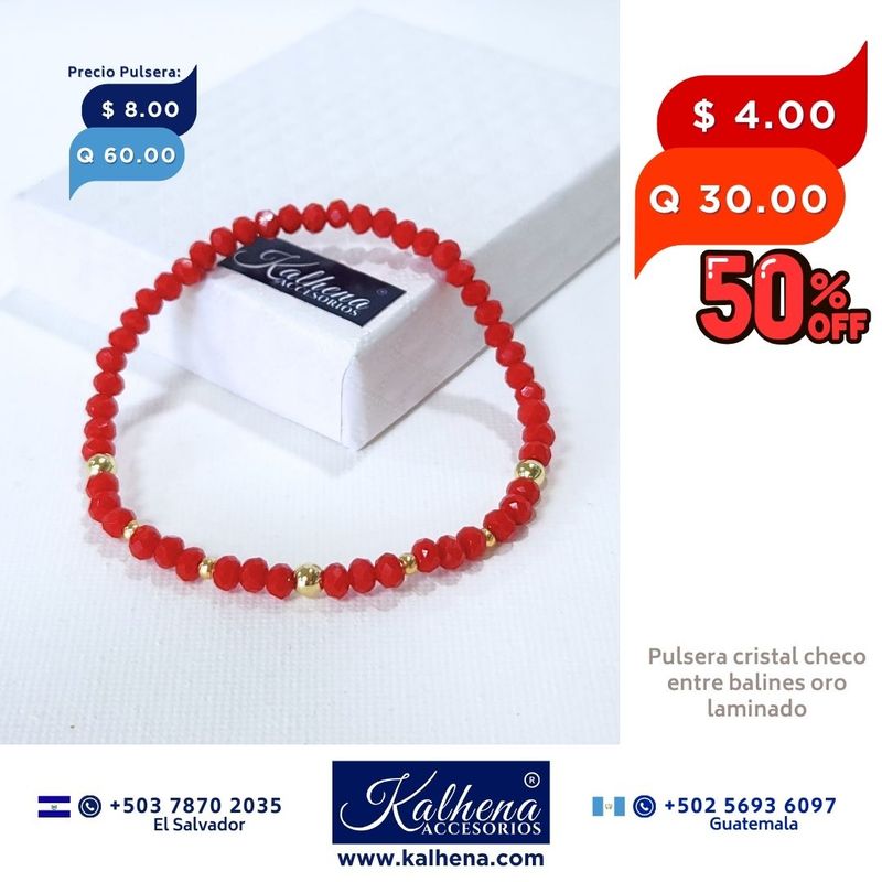 Pulseras cristal checo entre balines oro laminado Pulseras cristal checo entre balines oro laminado