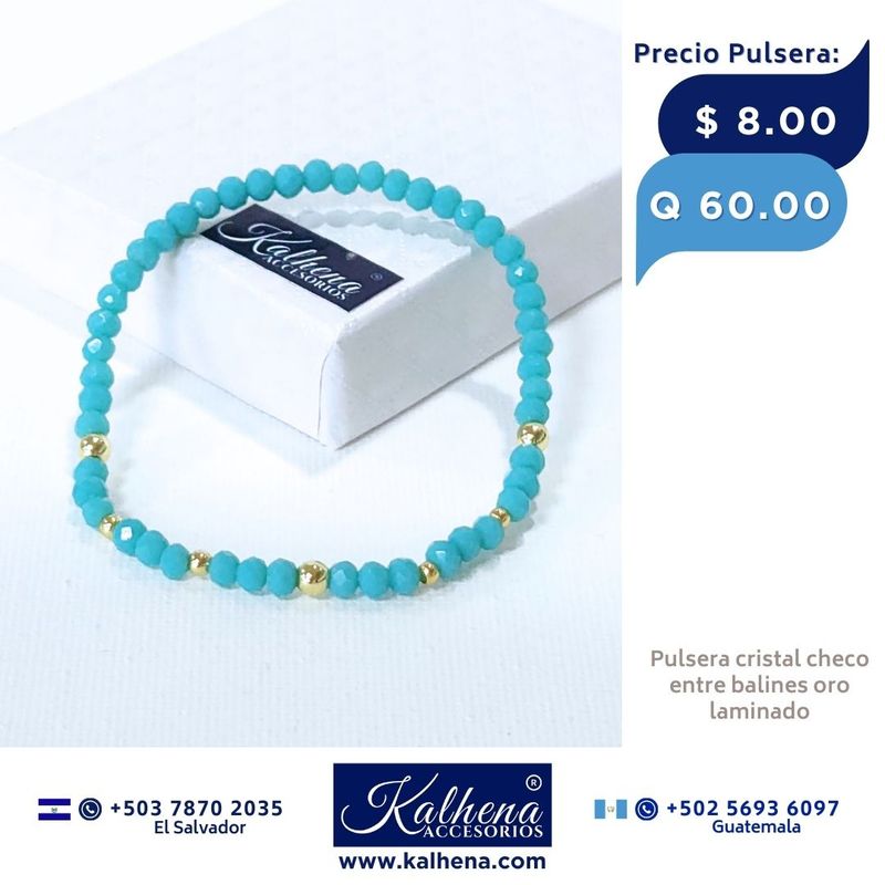 Pulseras cristal checo entre balines oro laminado