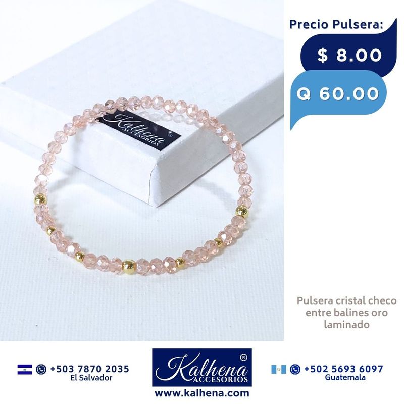 Pulseras cristal checo entre balines oro laminado