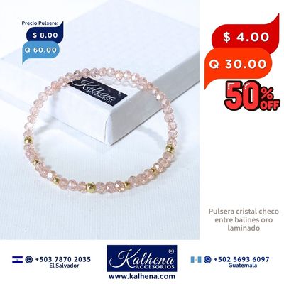 Pulseras cristal checo entre balines oro laminado