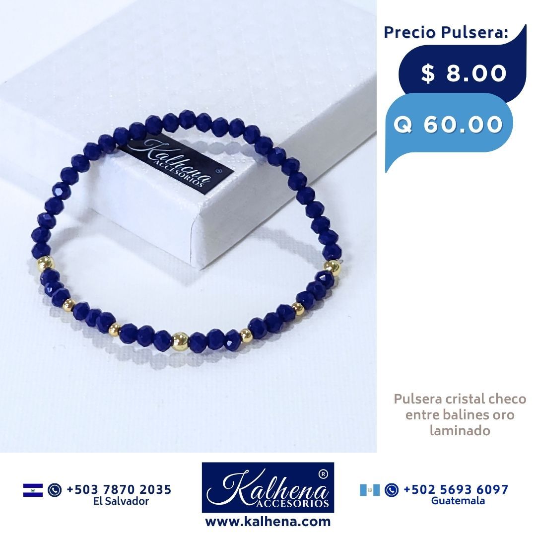 Pulseras cristal checo entre balines oro laminado