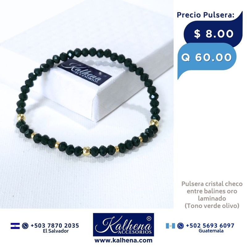 Pulseras cristal checo entre balines oro laminado