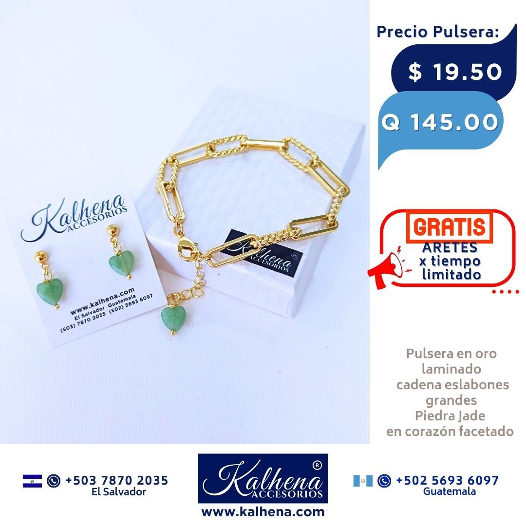 Pulsera cadena eslabones grandes en oro laminado