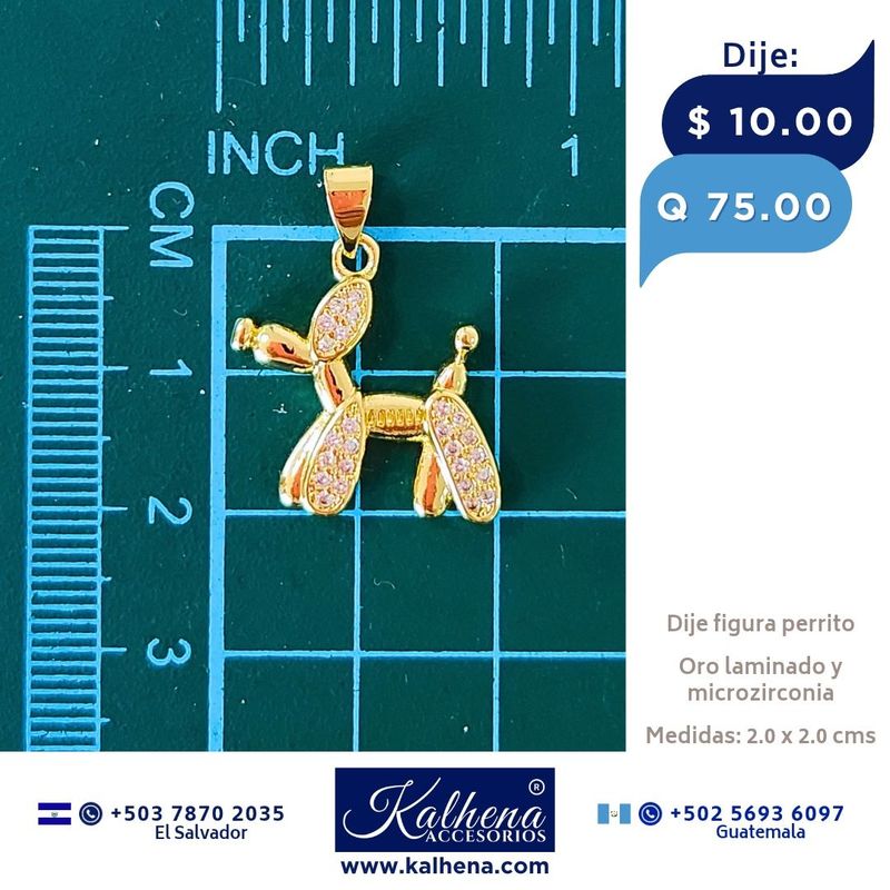 Dije Mascota Perrito entre microzirconias